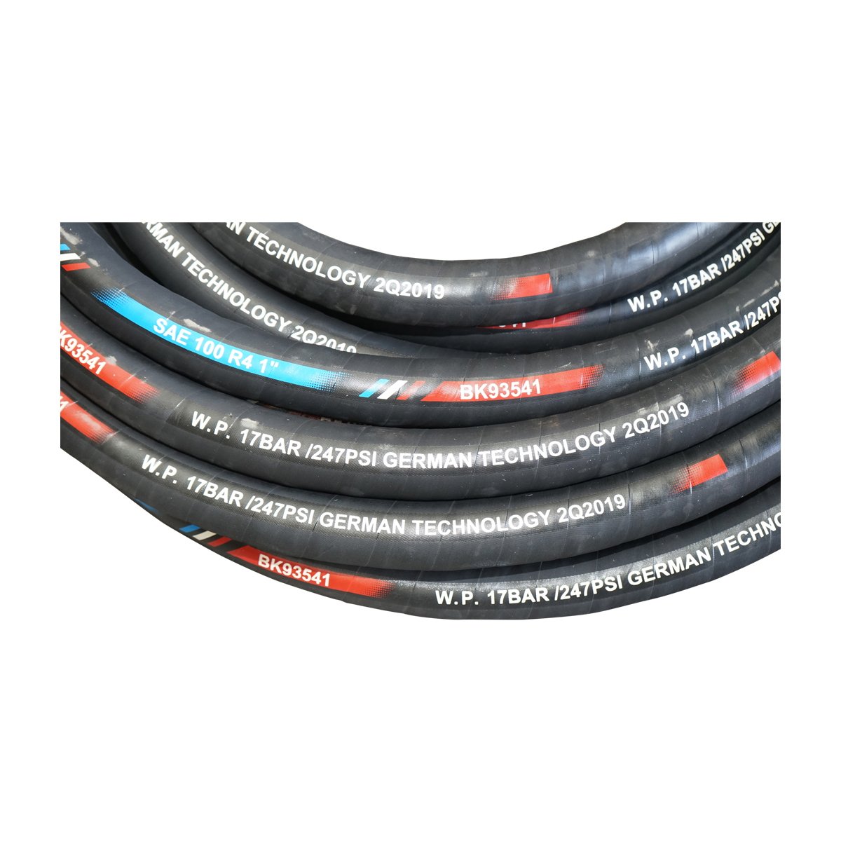 Rola furtun presiune hidraulic 25m cu dubla insertie textila DN25 (int. FI25 / ext. FI41)SAE 100 R4 1
